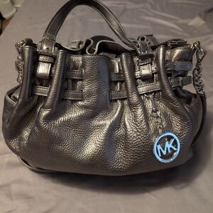 Michael Kors Silver Leather Edie Handbag